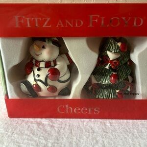 Fitz & Floyd: 2006 Cheers Snowman/Christmas Tree- Salt & Pepper Shaker